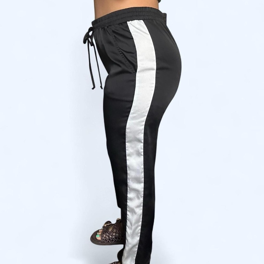 Socialite Womens Black Joggers with White Stripes